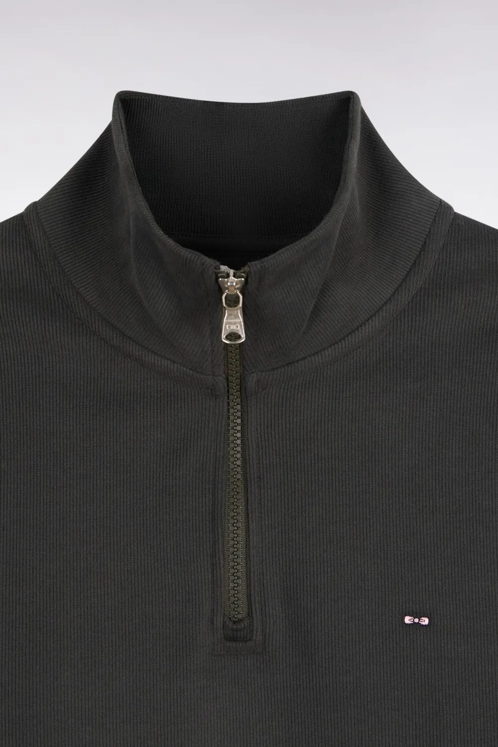 Eden Park sweat col camionneur kaki molleton droit