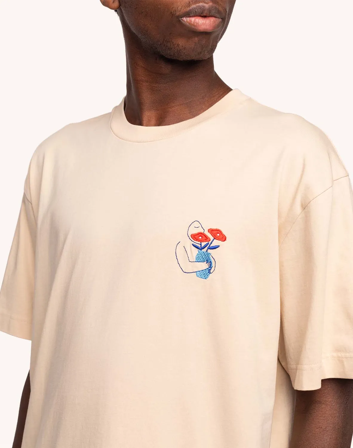 OLOW Strong t-shirt crème coton bio brodé