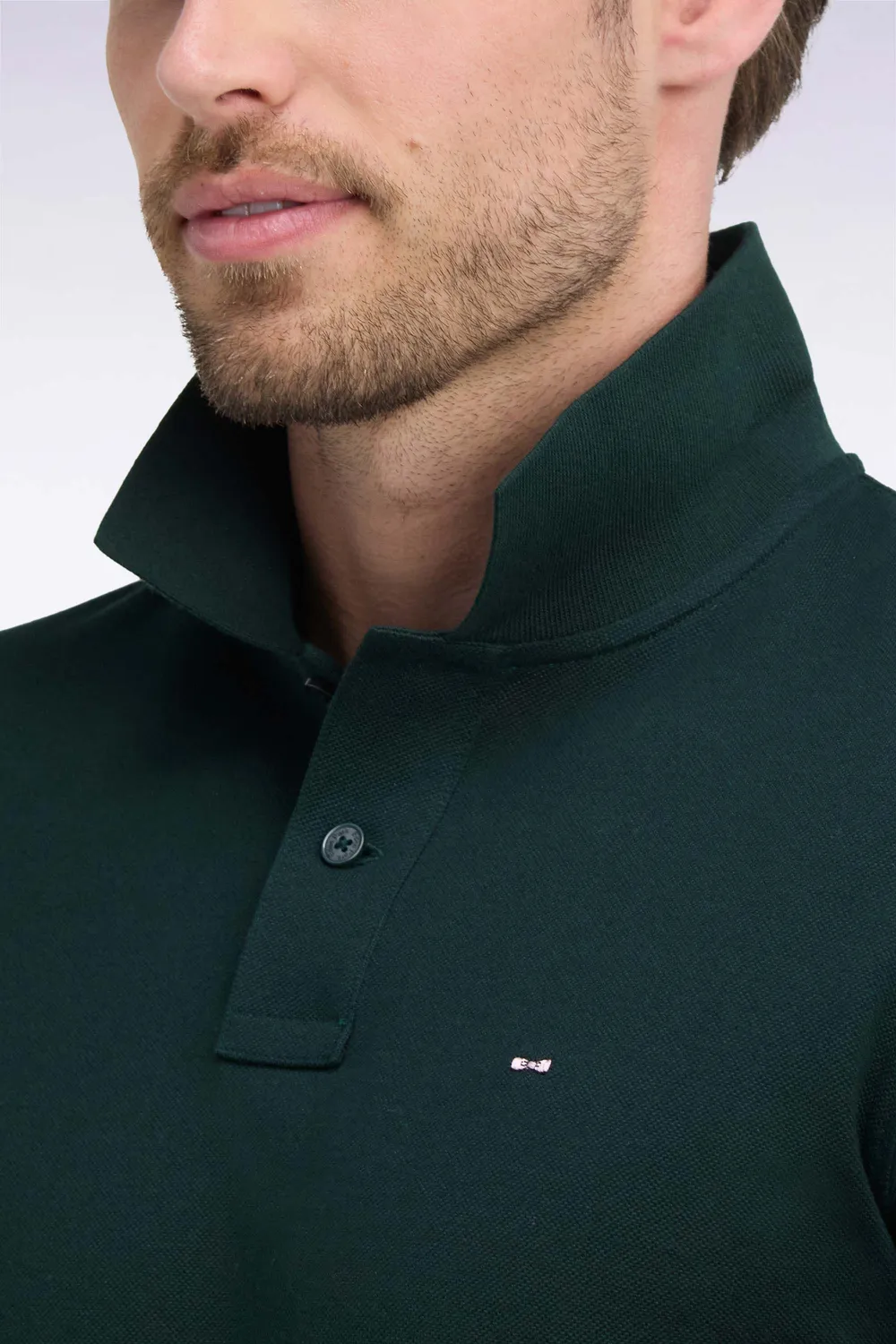 Eden Park polo manches longues vert foncé coupe droite