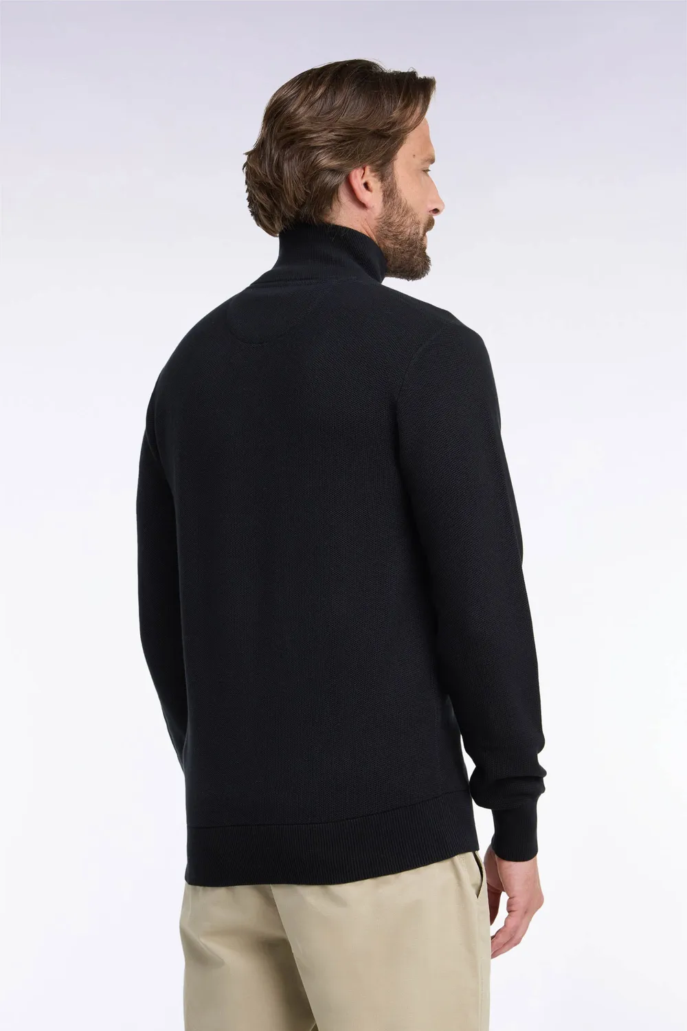 Eden Park cardigan zippé coton noir coupe droite