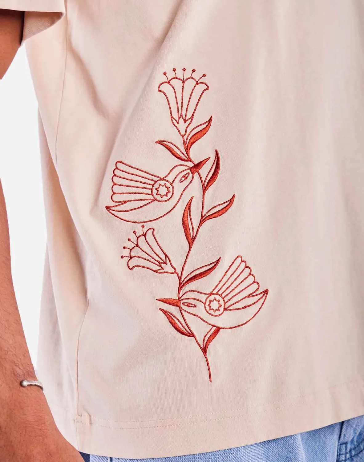OLOW Hummingbirds t-shirt ample creme