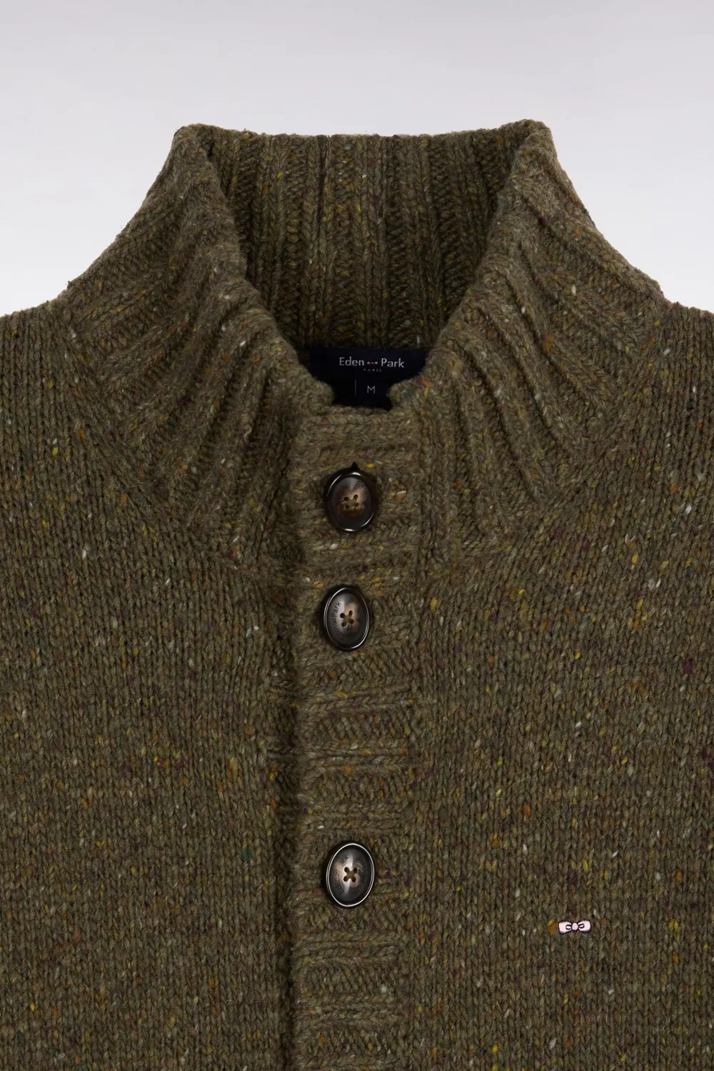 Eden Park Club Evolution cardigan maille kaki laine homme