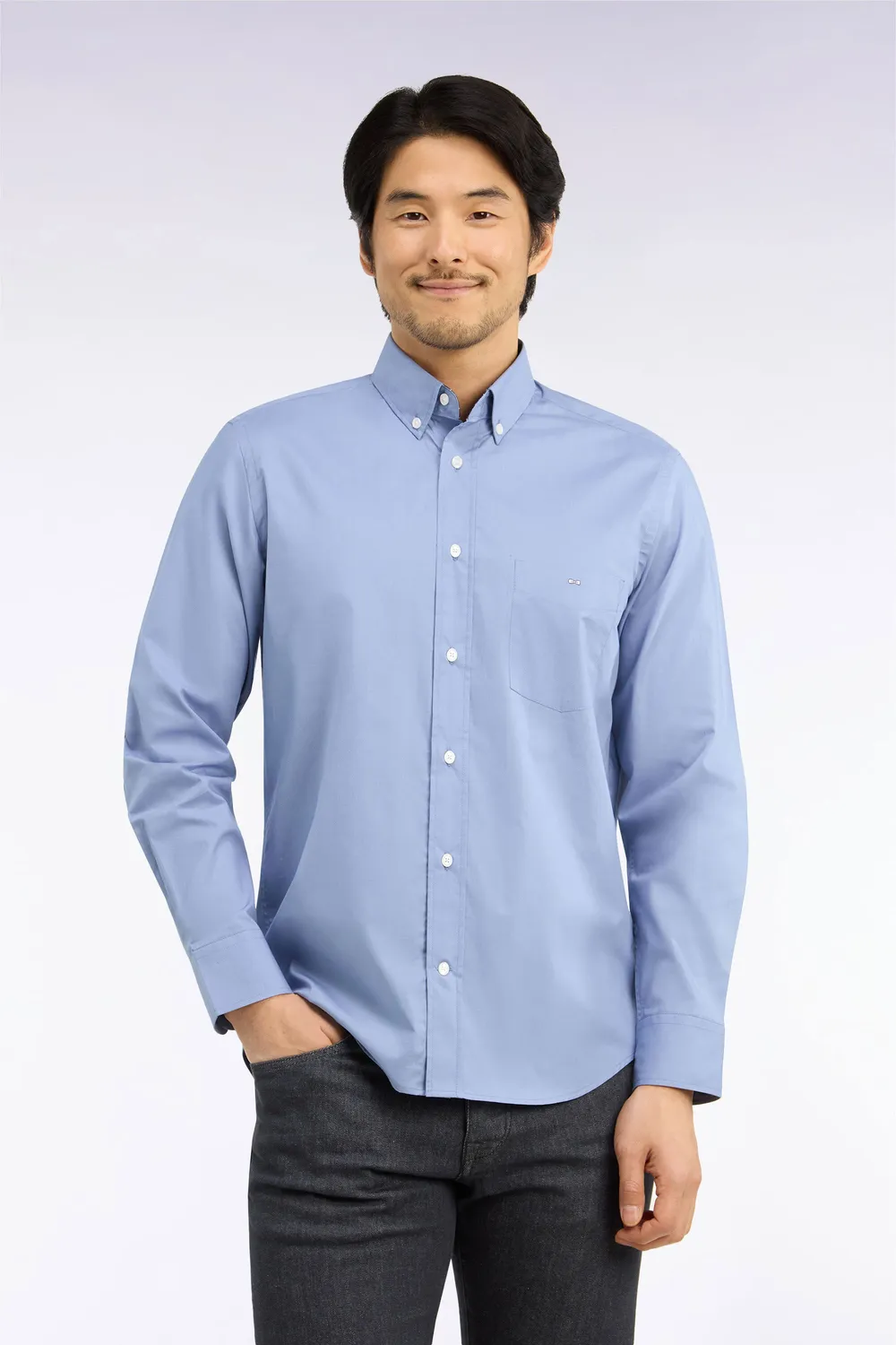 Eden Park chemise coton bleu micromotifs droite homme