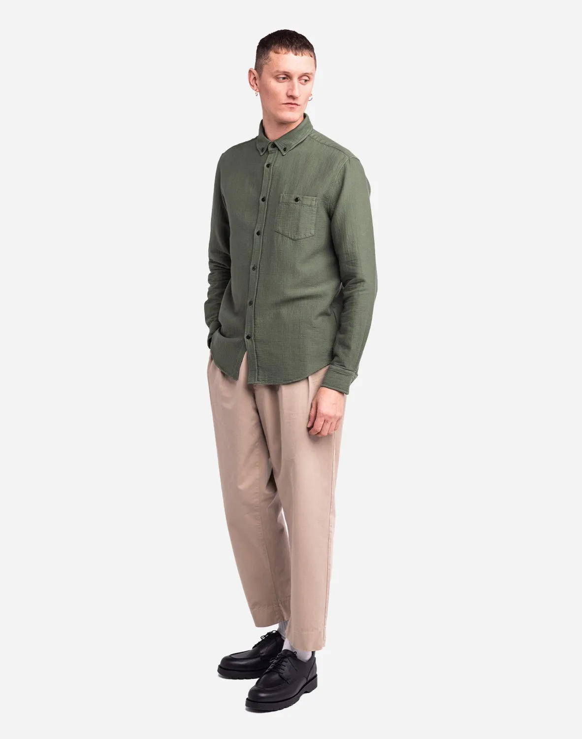 Olow Classico chemise kaki coton texturé
