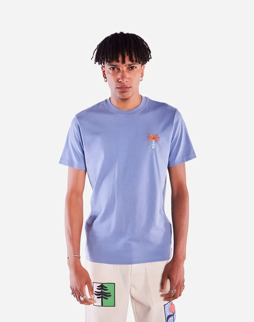 Olow Pejibaye T-Shirt Bleu Azur Coton Homme