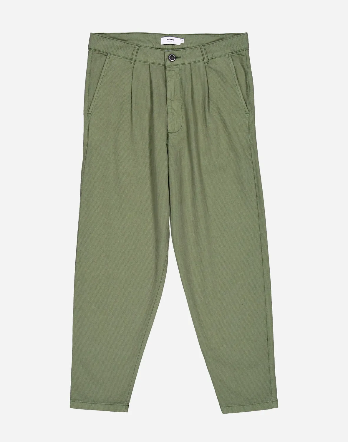 Olow Swing pantalon vert olive coton taille haute