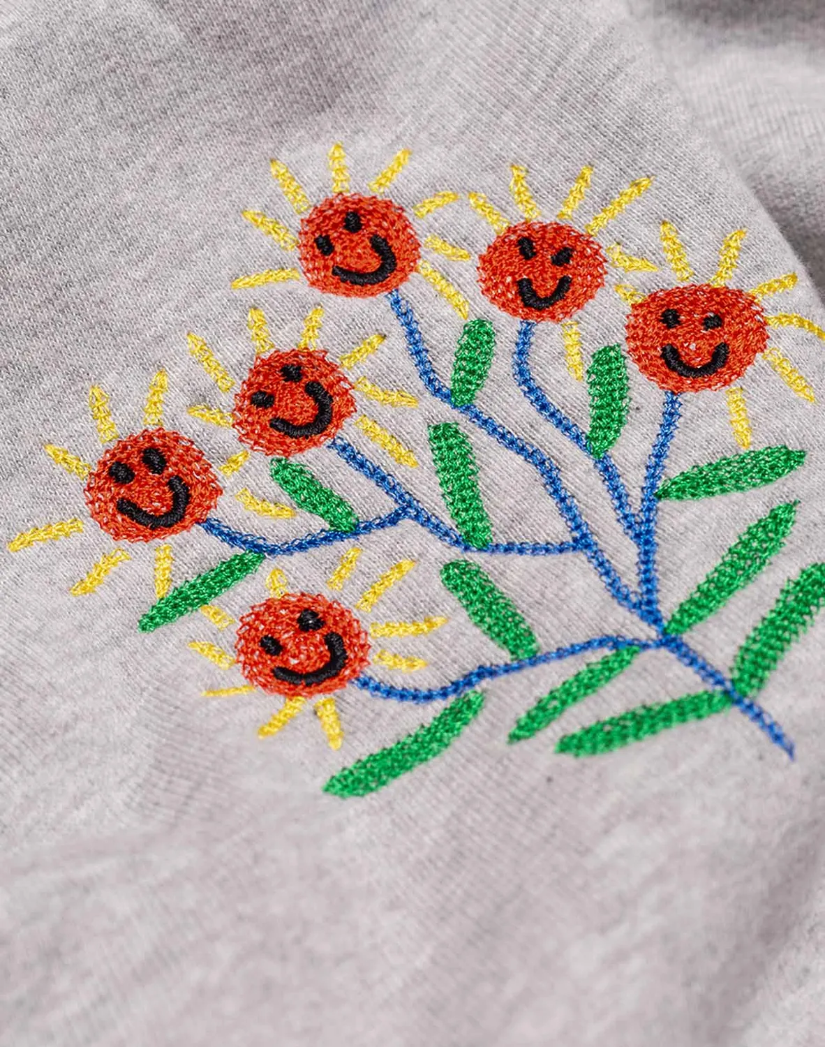 Olow Happy Flower sweat gris chiné coton bio