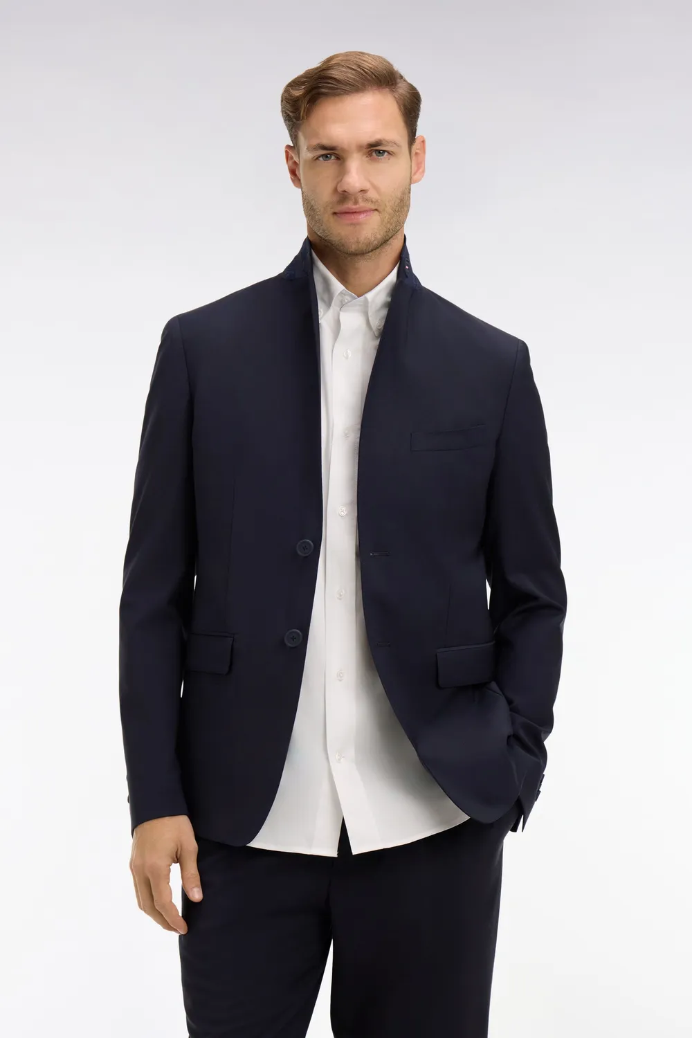 Eden Park blazer bleu foncé laine stretch modern fit