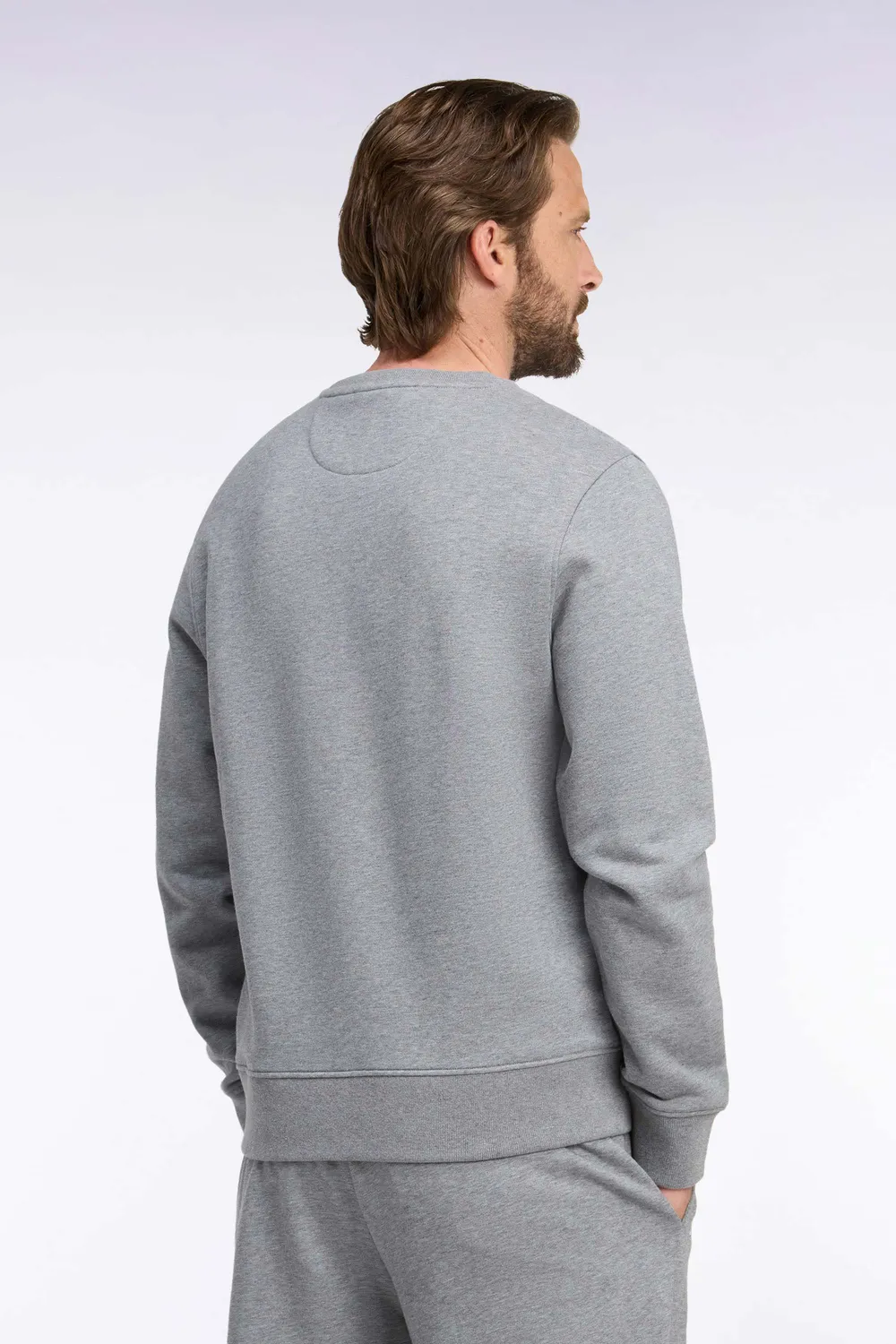 Eden Park sweat col rond gris molleton coton droit