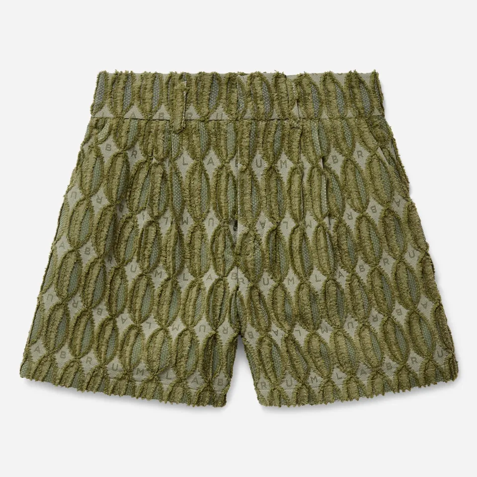 Labrum Monogram short homme vert jacquard frayé