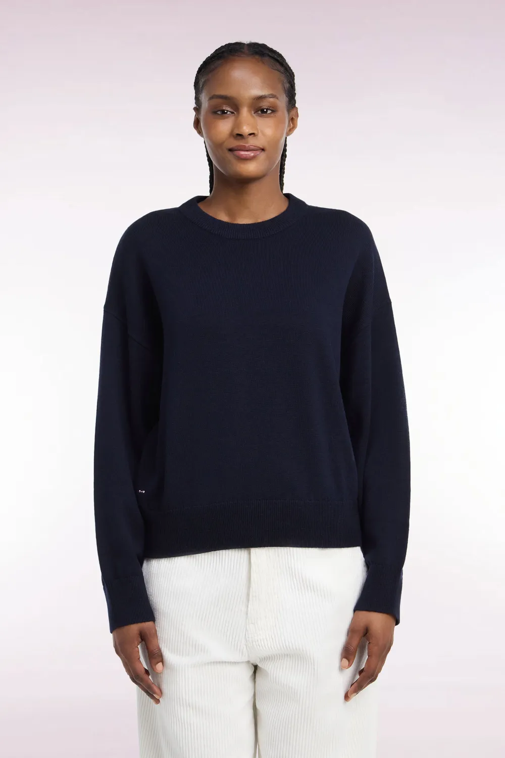 Eden Park pull col rond marine laine coton femme oversized