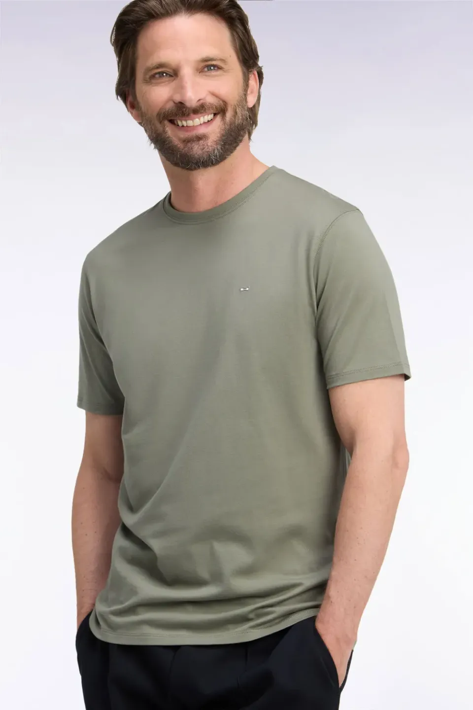 Eden Park H26MAITC0005 t-shirt kaki col rond droit