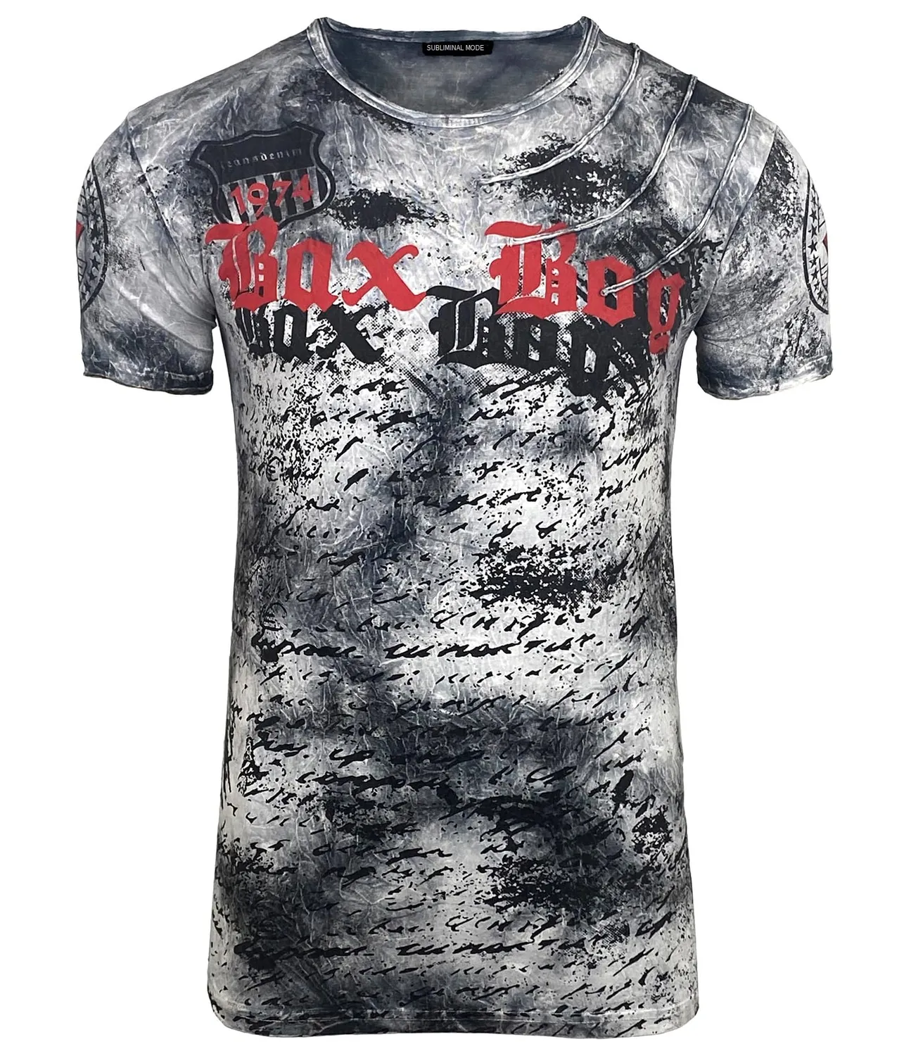 Subliminal Mode BX103 t-shirt homme coton bleu S délavé