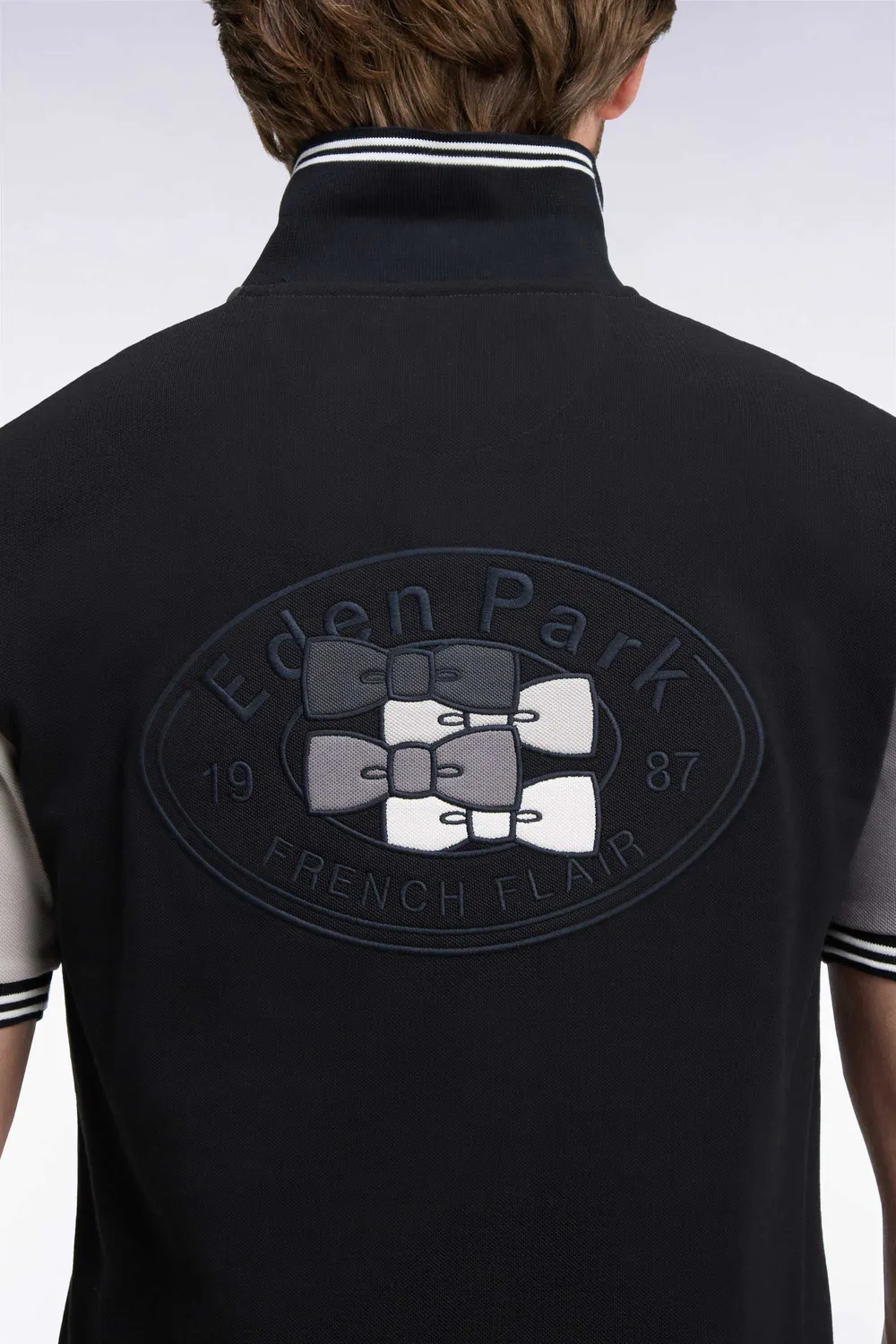Eden Park polo homme coton gris tricolore coupe droite