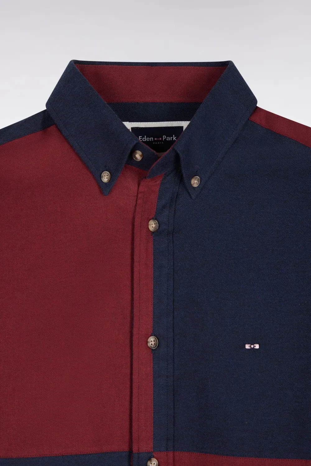 Eden Park Chemise Coton Marine Bordeaux Motif Cadrans Droite