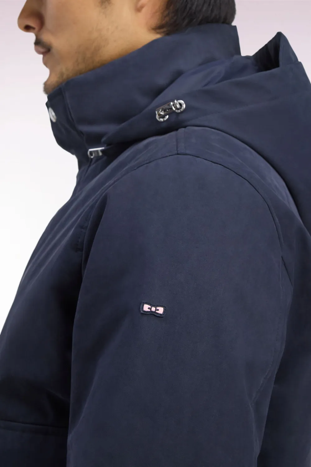 Eden Park blouson bimatière marine capuche amovible coupe droite