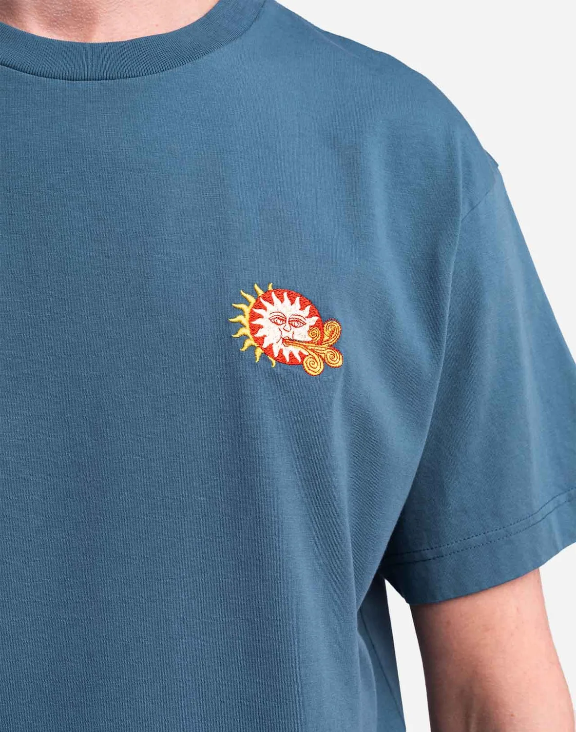 OLOW Weather t-shirt ample bleu acier bio
