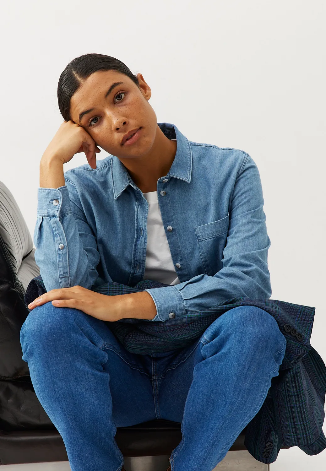 Loom chemise en jean denim bleu moyen