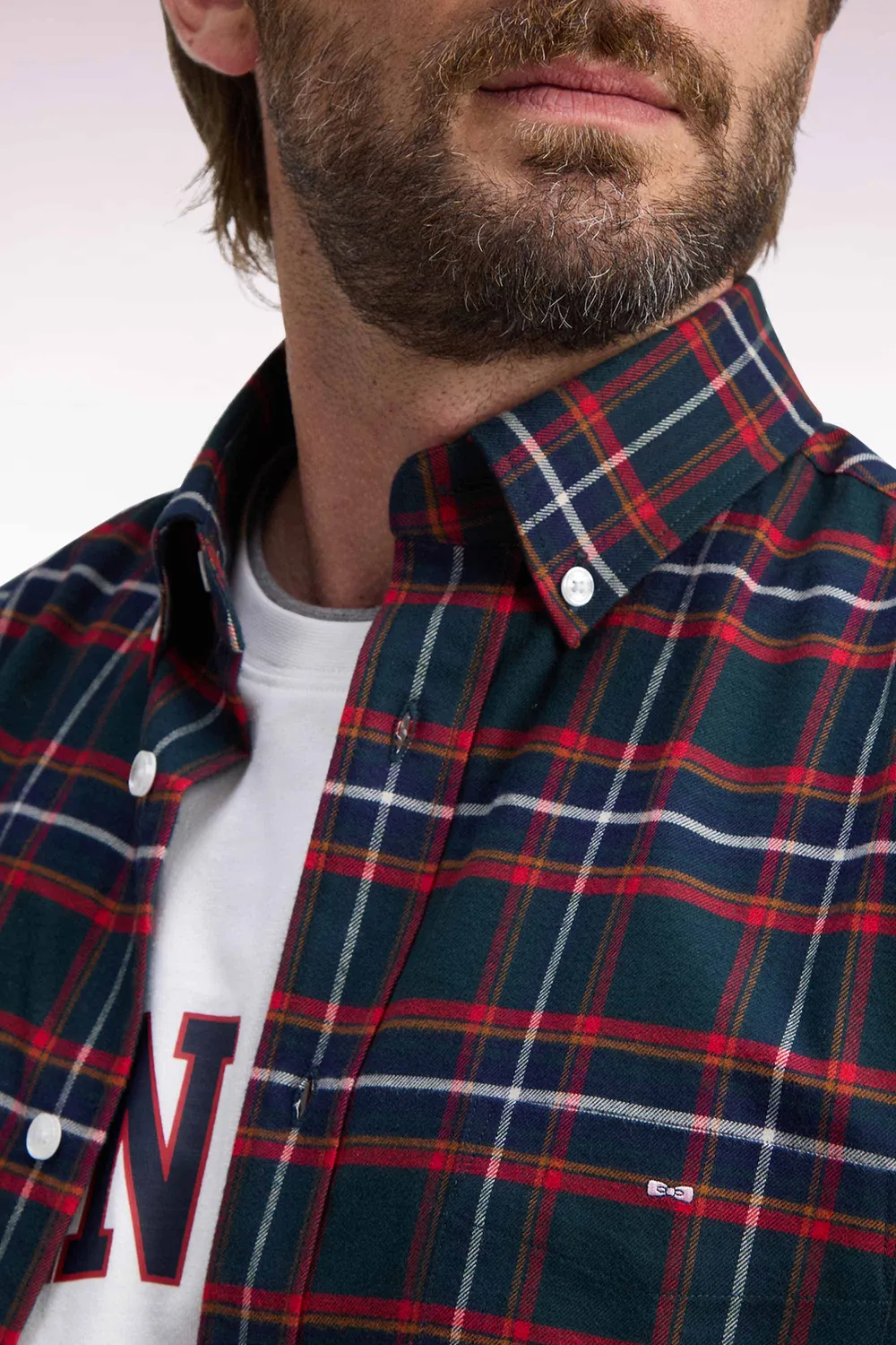 Eden Park College chemise flanelle carreaux homme coupe droite