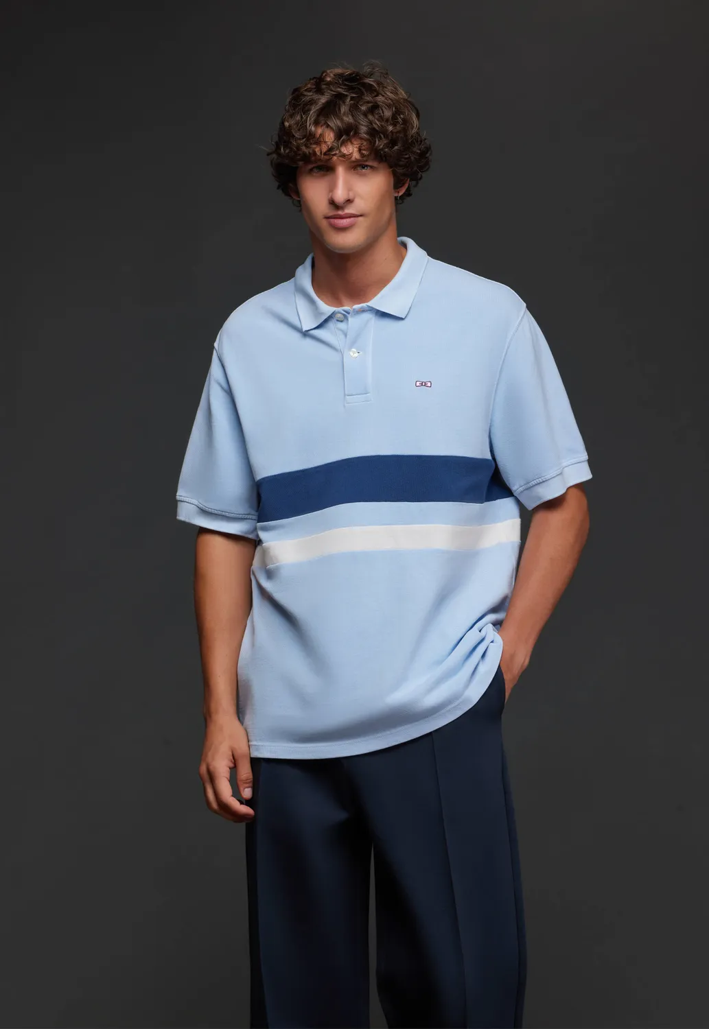 Eden Park Pap’Atelier polo coton ciel rayures taille M