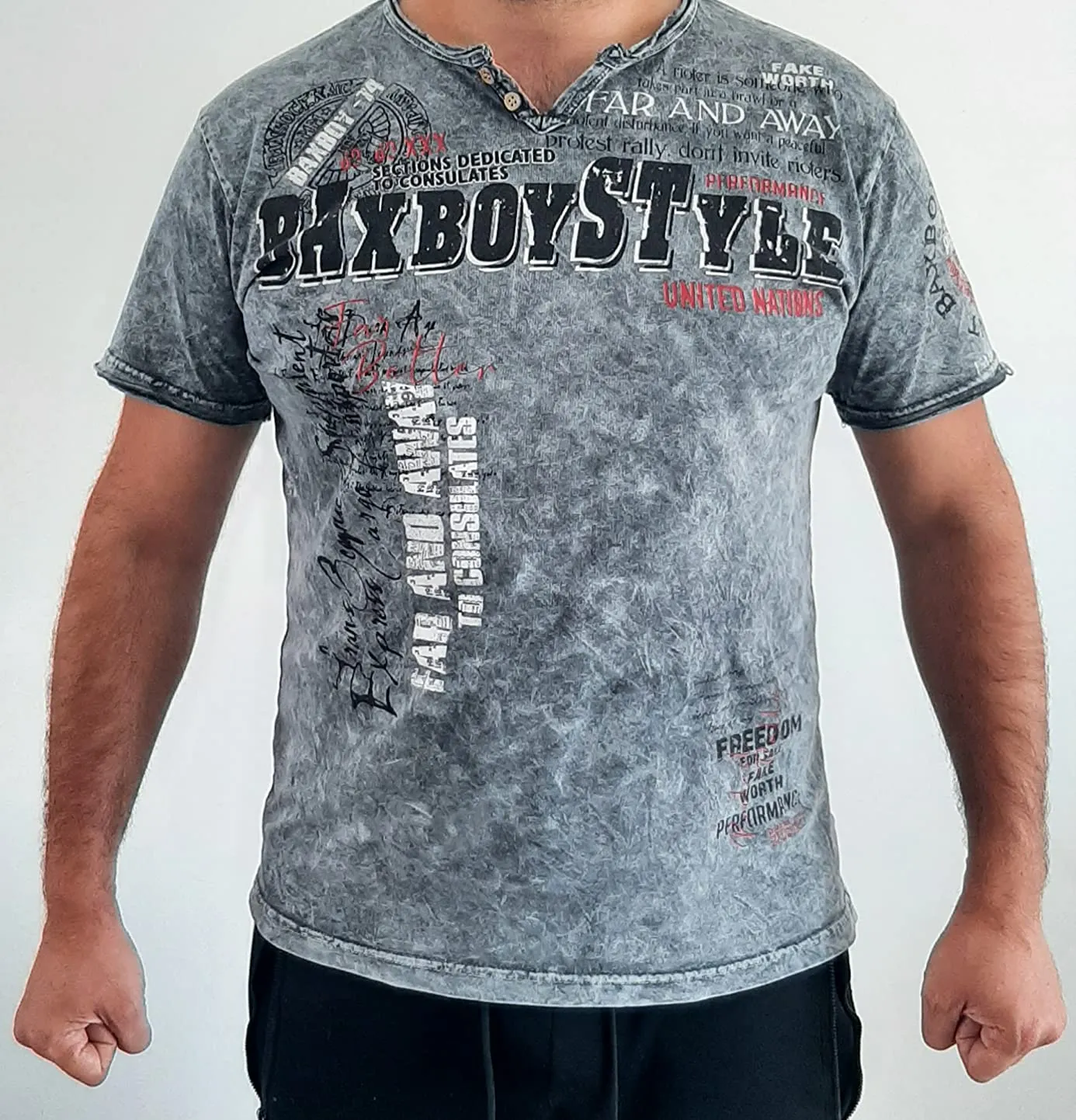Subliminal Mode BX148 t-shirt col V boutonné gris clair