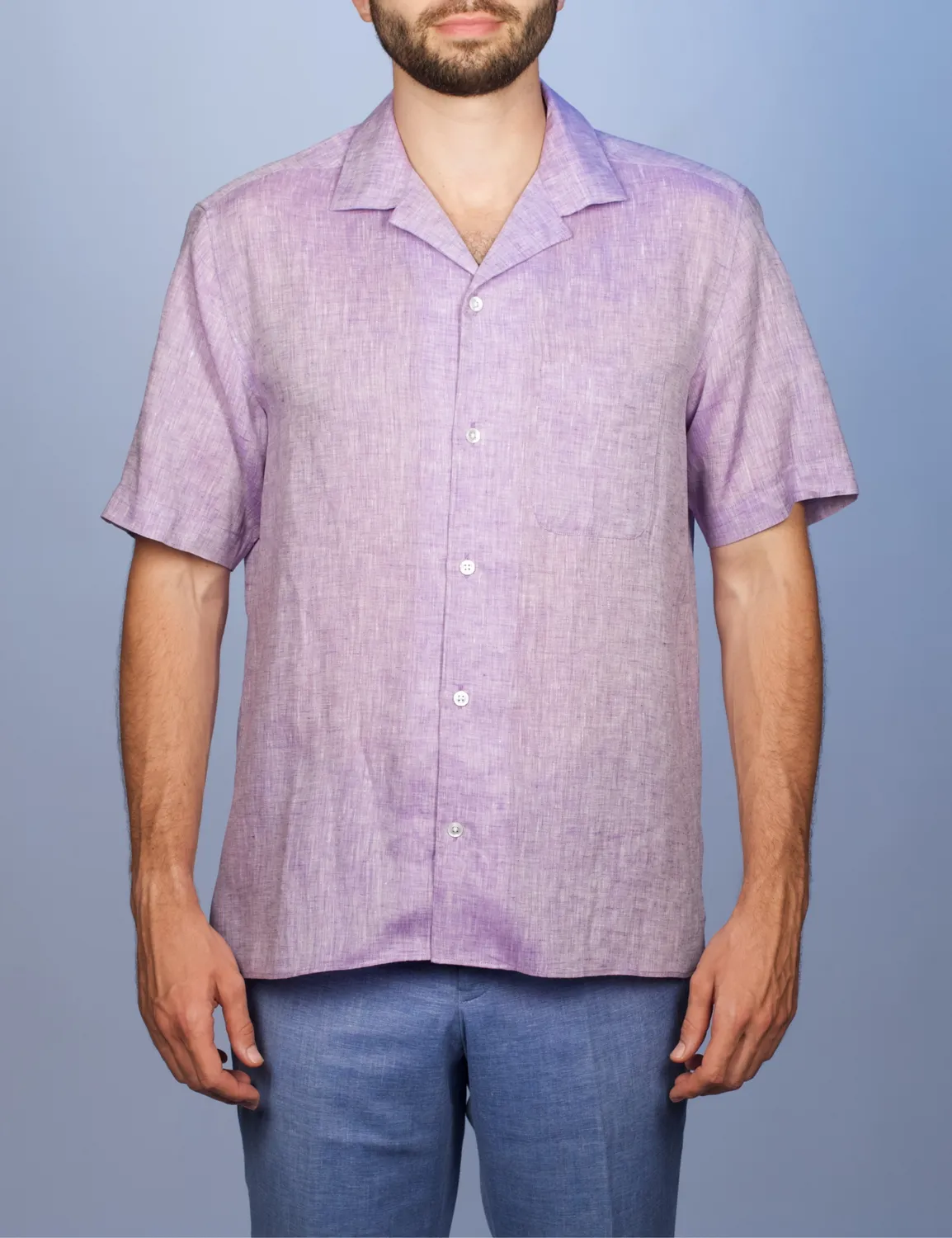 La Chemise Française Havane Lavande chemise lin col cubain été
