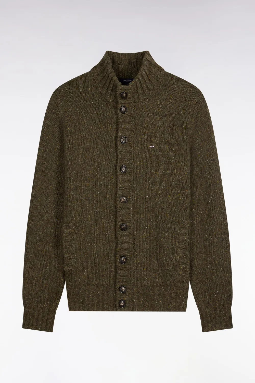 Eden Park Club Evolution cardigan maille kaki laine homme