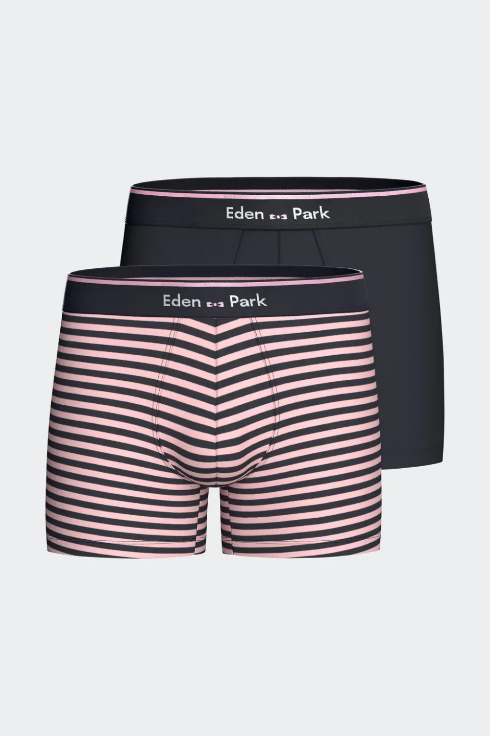 Eden Park lot 2 boxers coton stretch marine rayures roses