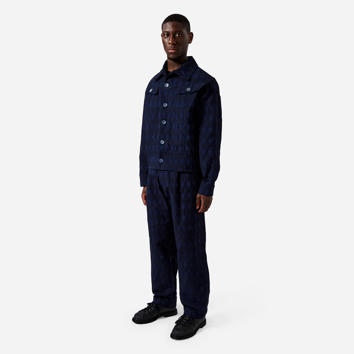Labrum Navy Monogram Work veste homme marine poches
