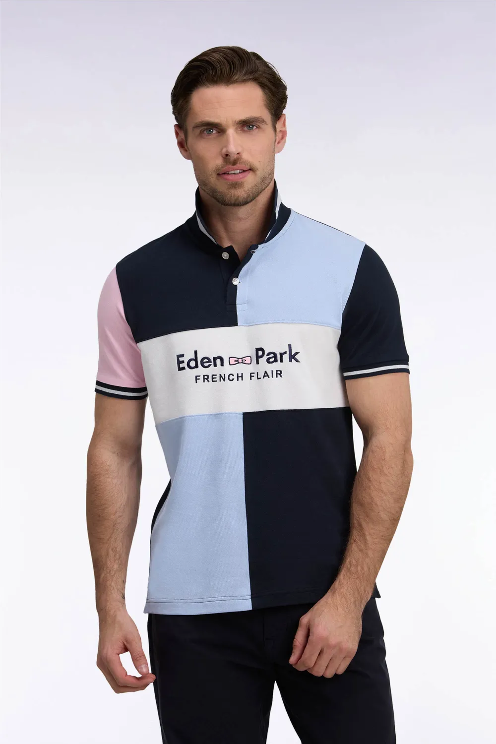 Eden Park Show Bizz polo homme marine ciel coupe droite