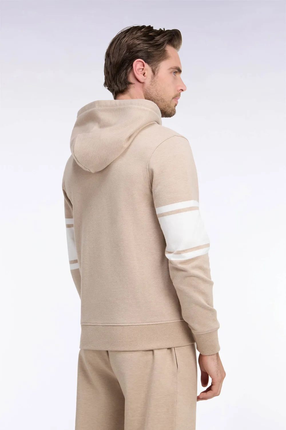 Eden Park sweat capuche zippé molleton beige