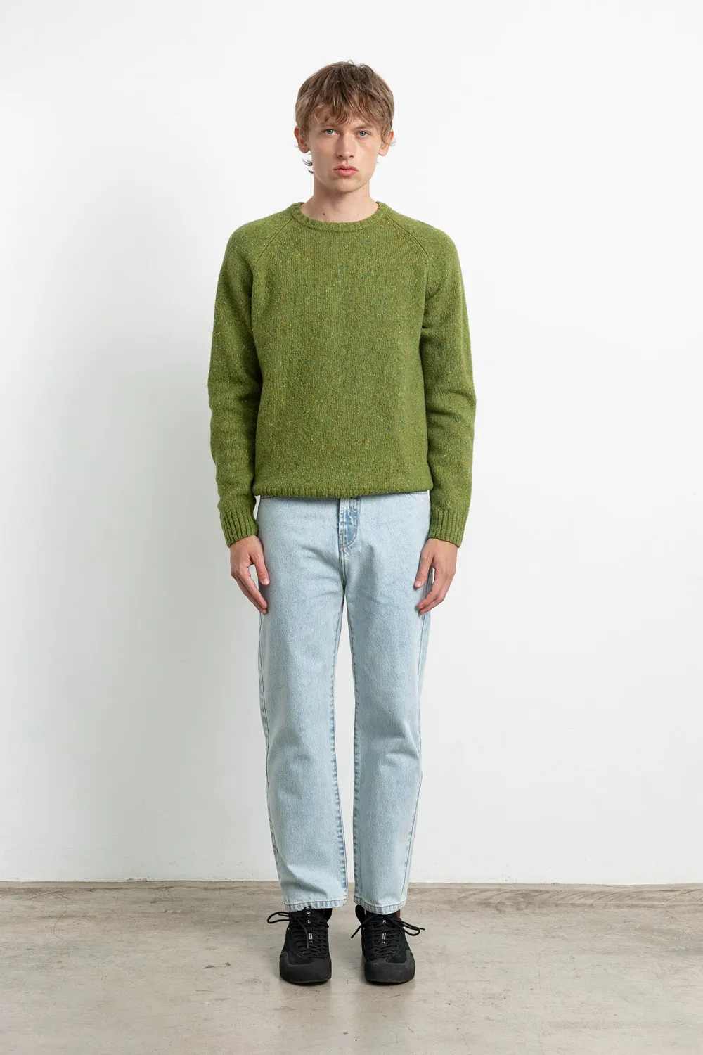 Edmmond Studios Paris pull kaki tweed col caissé
