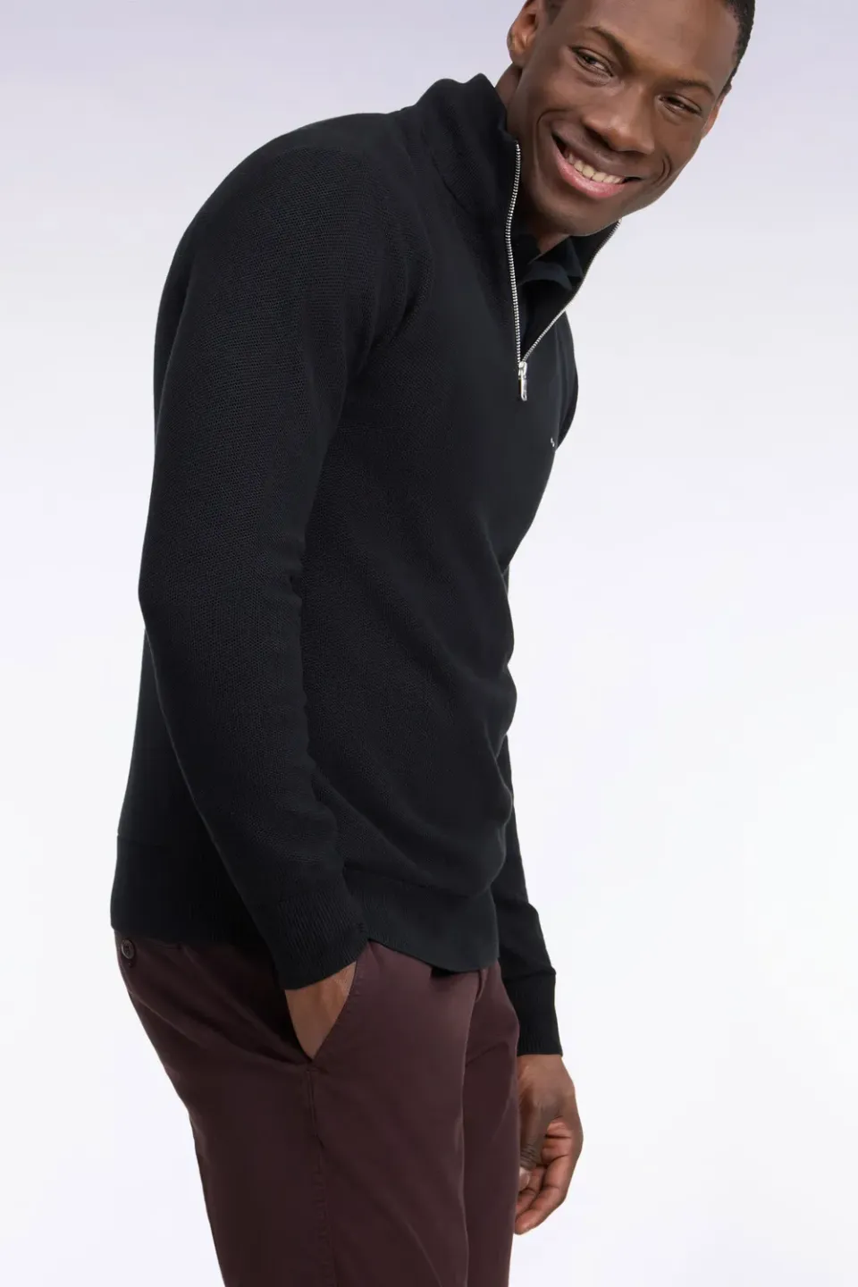 Eden Park pull col camionneur coton noir coupe droite