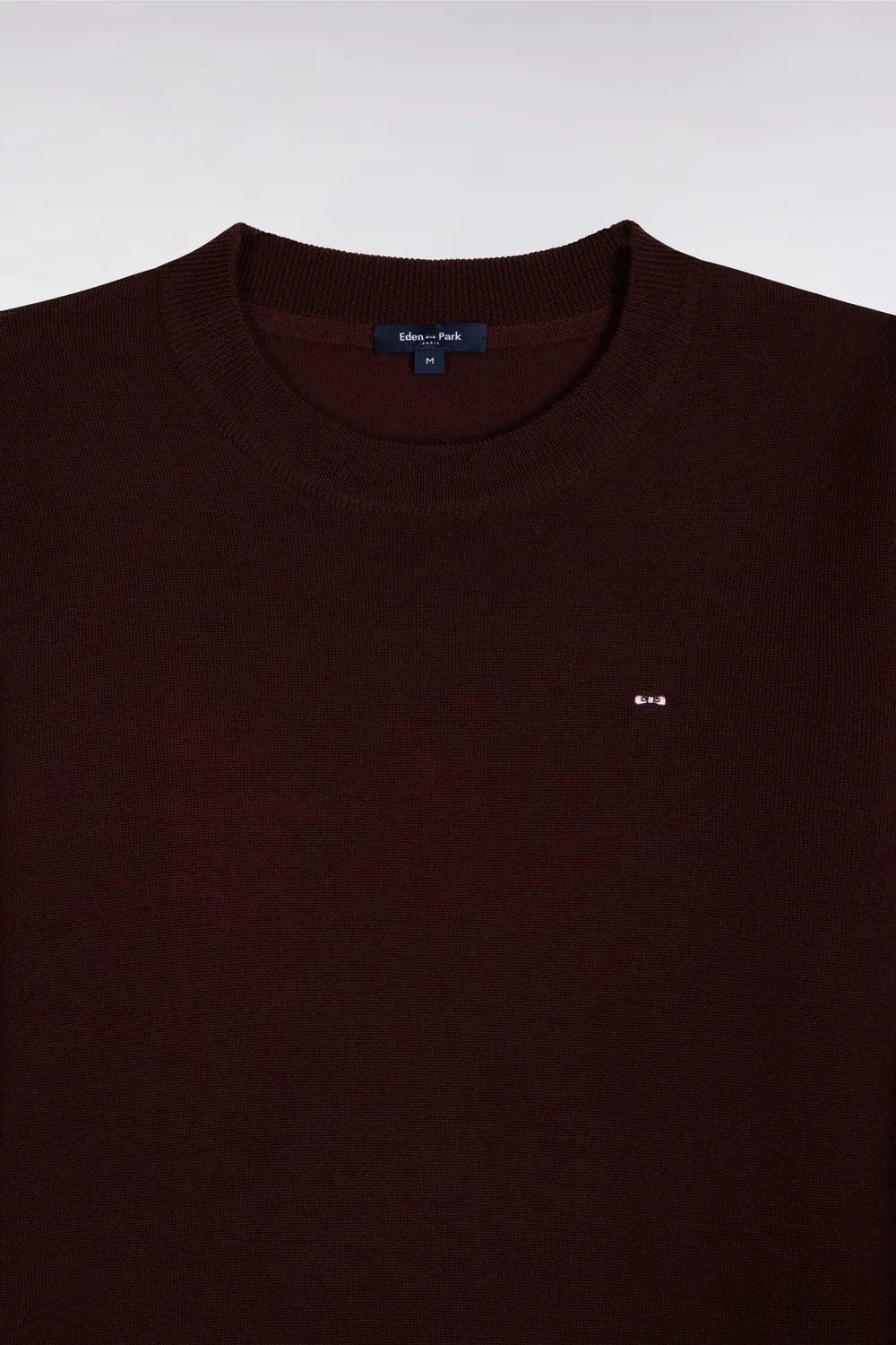 Eden Park Pull laine marron femme col rond droit