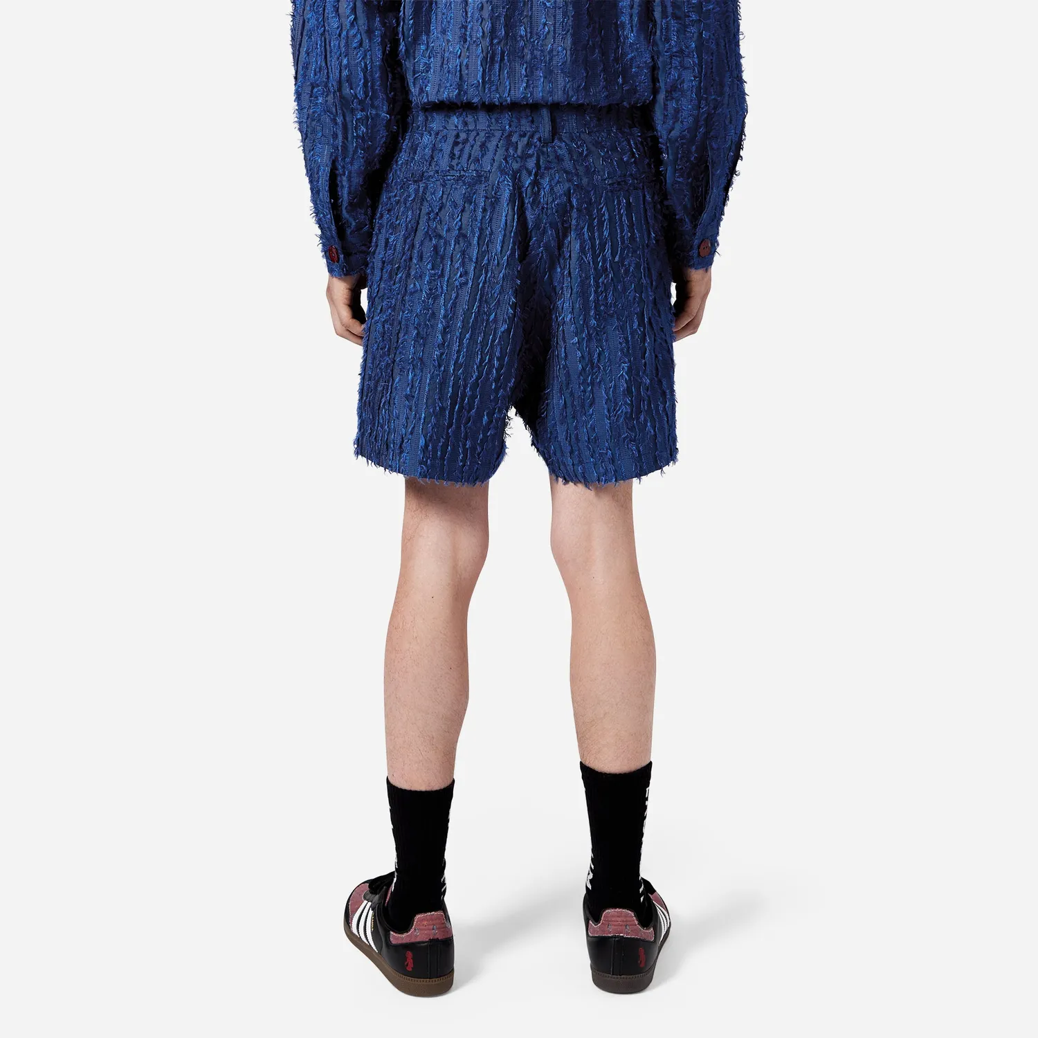Labrum Black Label Blue Frayed Striped Tailored short homme bleu