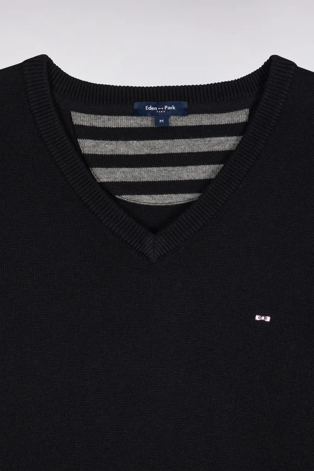 Eden Park H26MAIPU0003 pull laine noir col V droit
