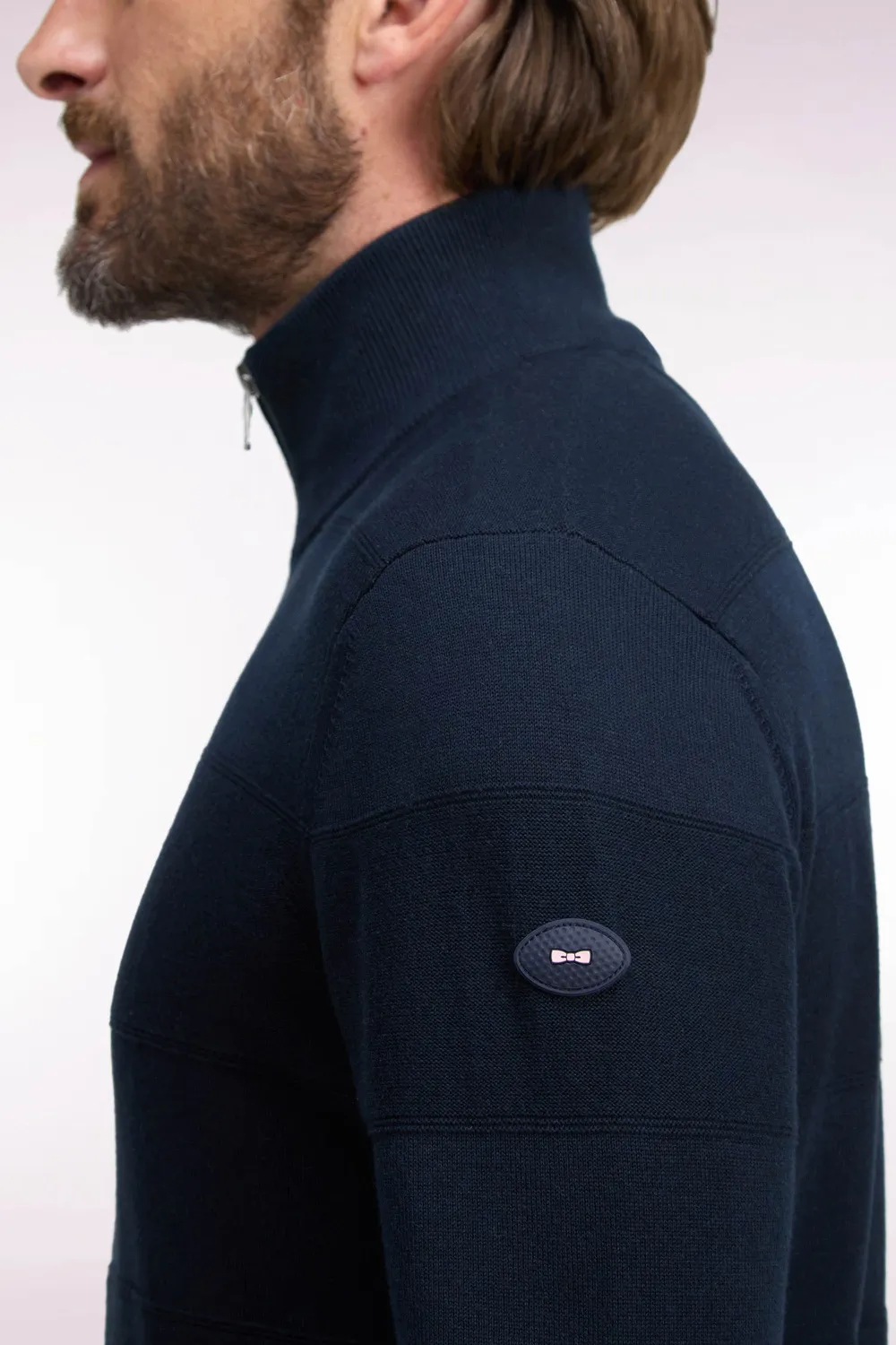 Eden Park Cardigan golf marine coton viscose coupe droite