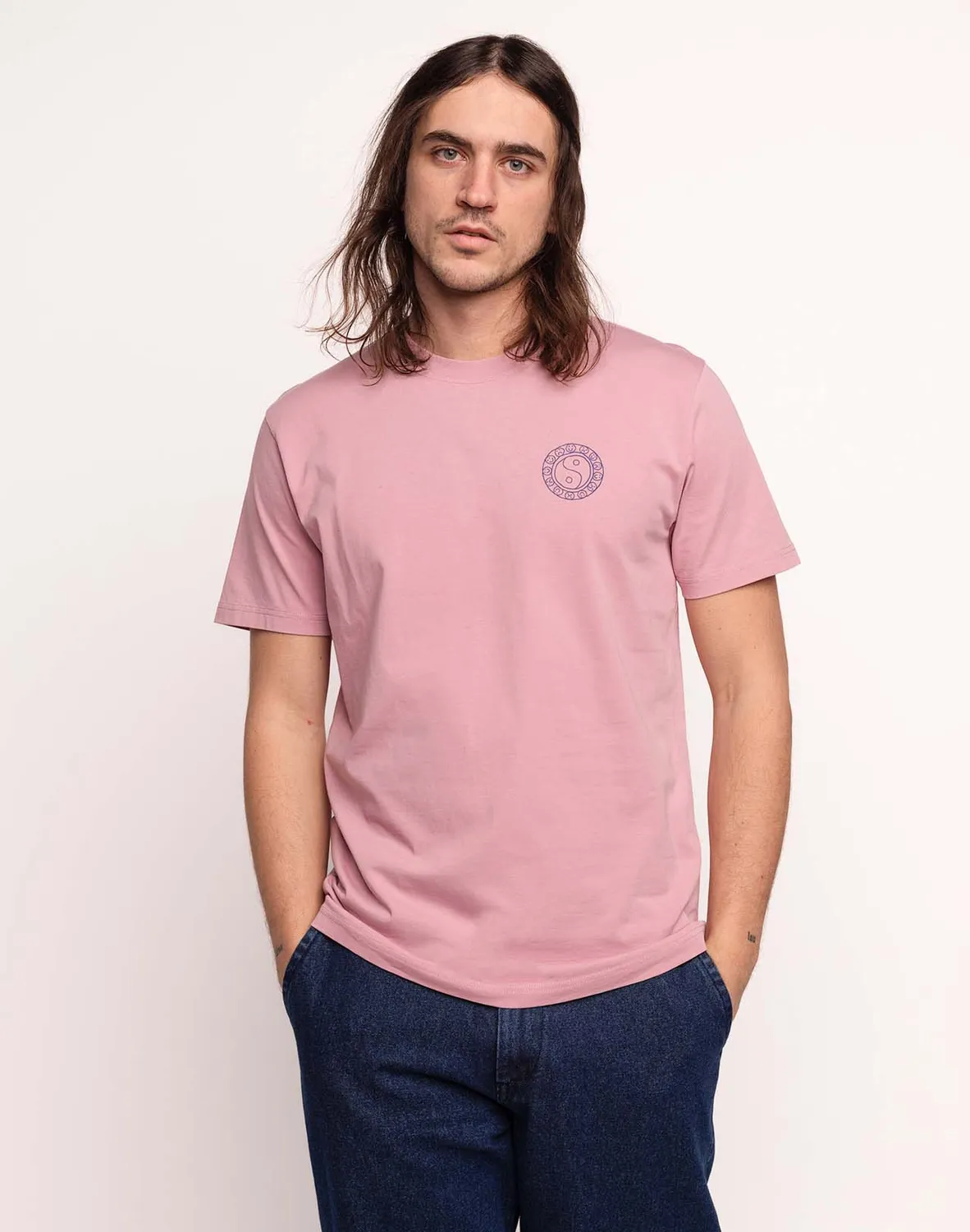 OLOW Taijitu T-shirt homme rose lila coton bio