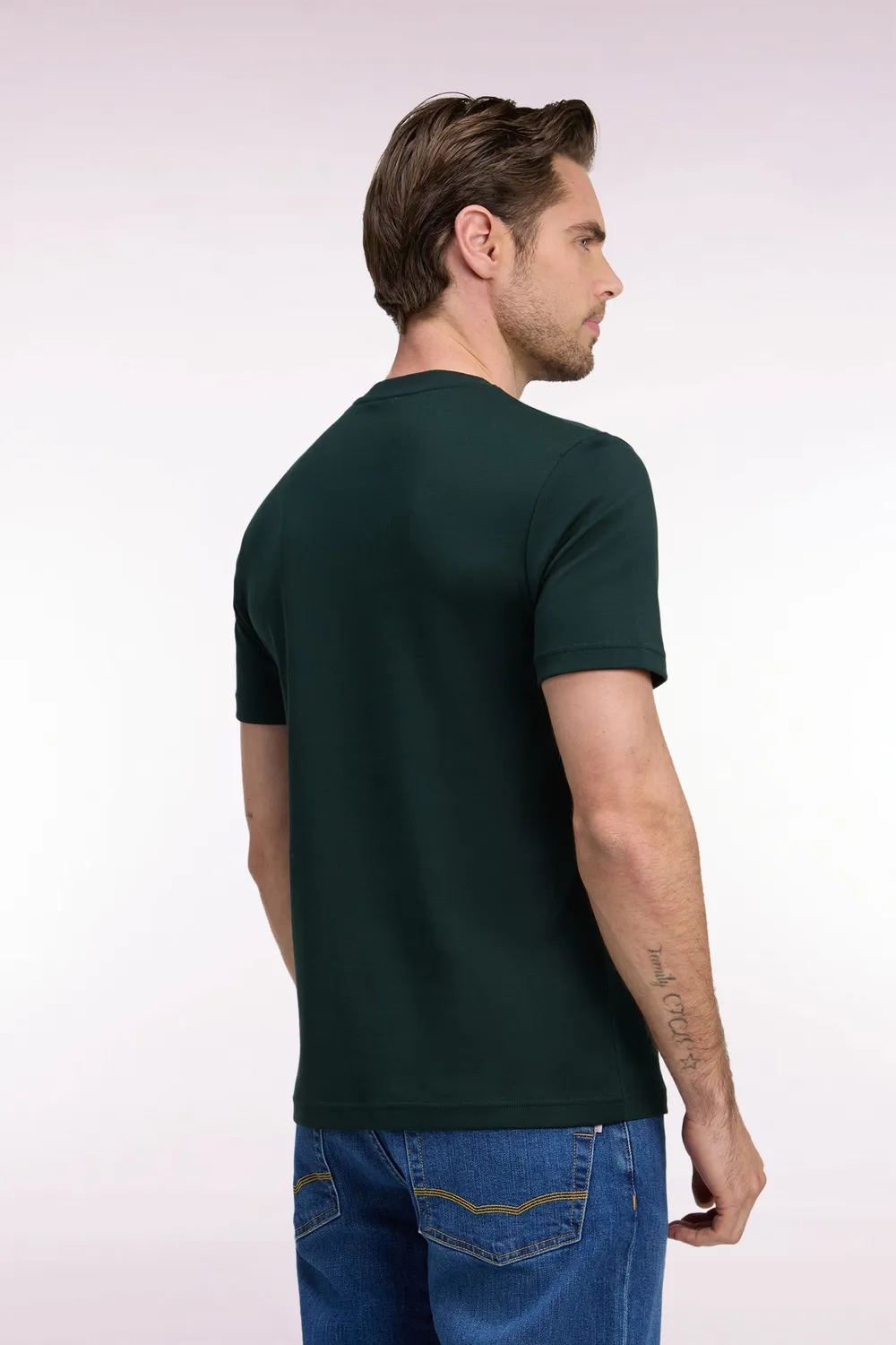 Eden Park T-shirt Coton Vert Foncé Coupe Droite