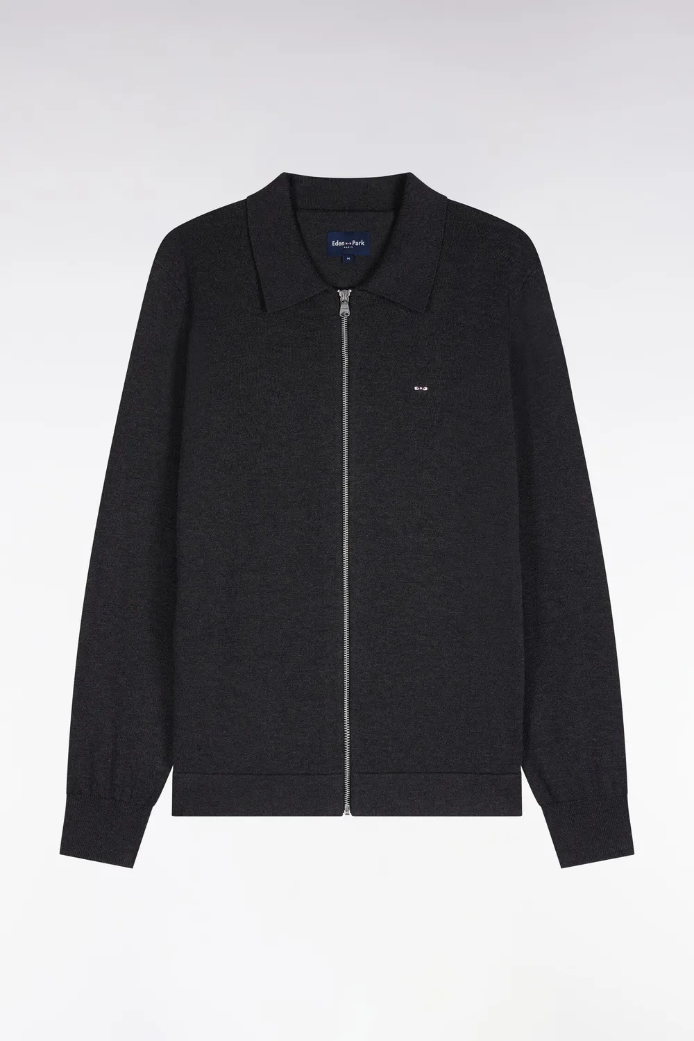 Eden Park cardigan zippé gris foncé coton viscose homme