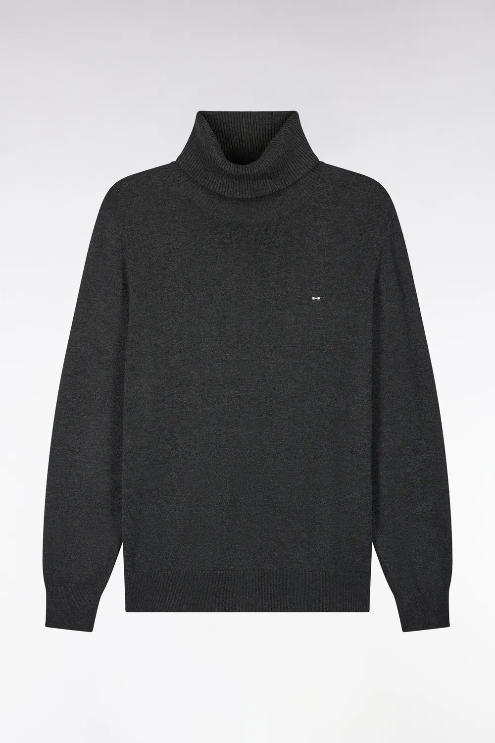 Eden Park pull col roulé gris foncé coton droit
