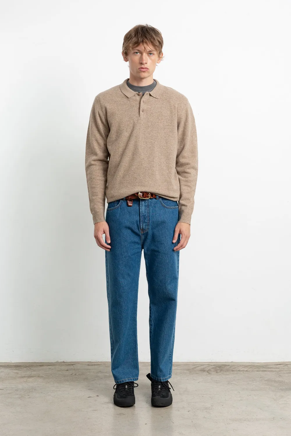 Edmmond Studios Wool Polo Plain Tan polo laine beige
