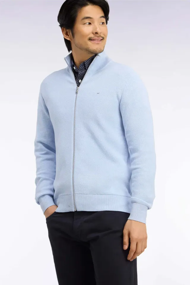 Eden Park cardigan zippé coton bleu ciel droit