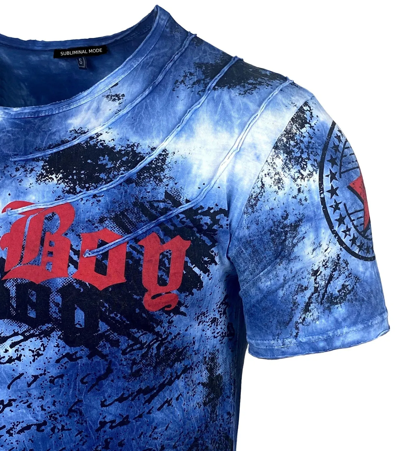 Subliminal Mode BX103 t-shirt homme coton bleu S délavé