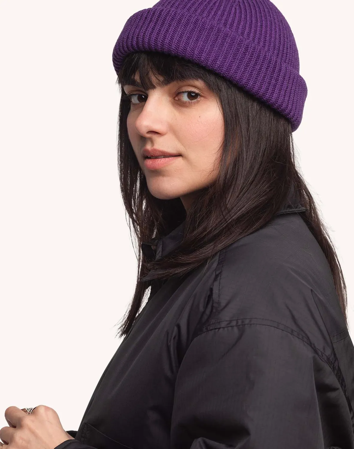 Olow Falco bonnet violet laine mérinos