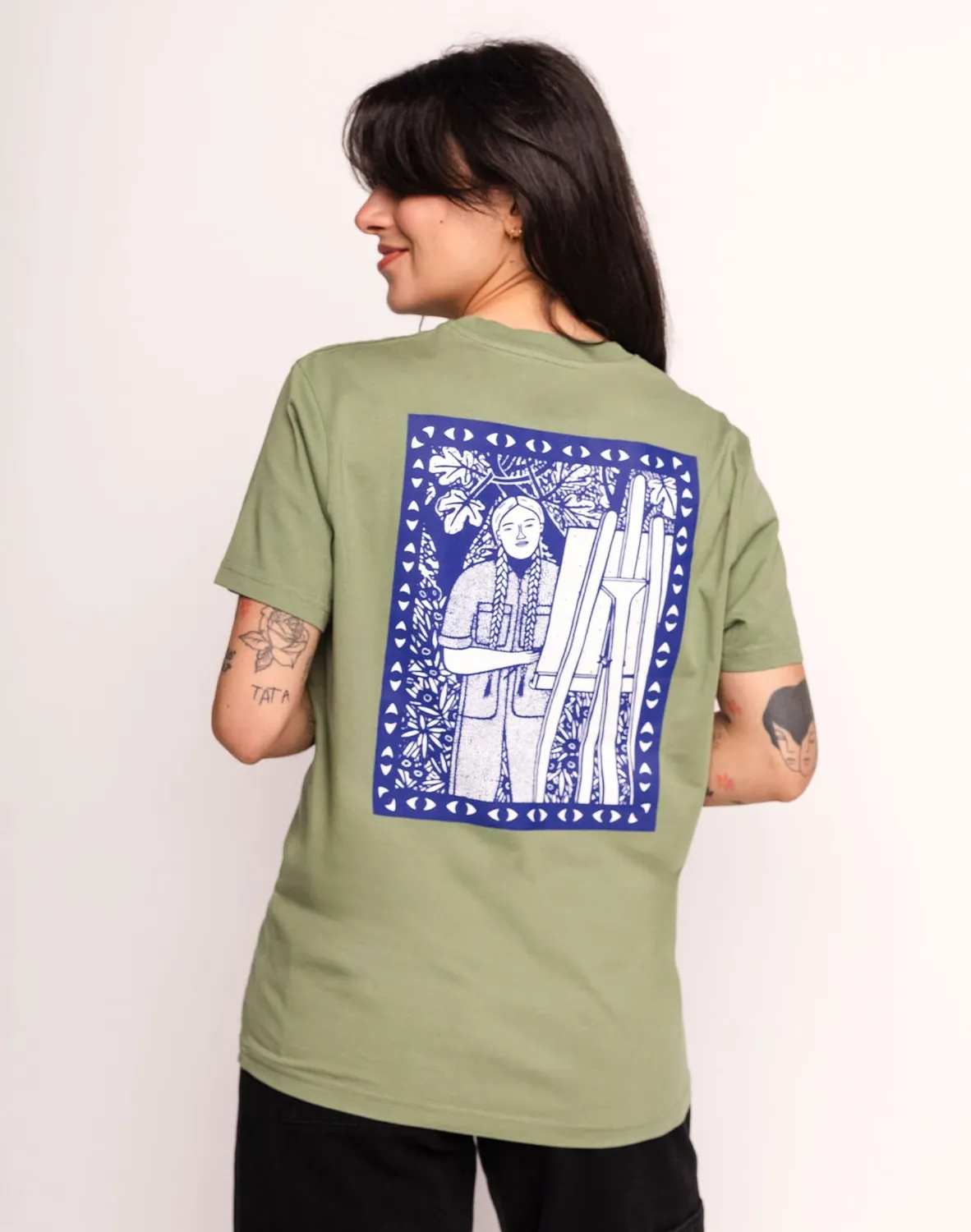 OLOW Pictural t-shirt vert sauge coton bio