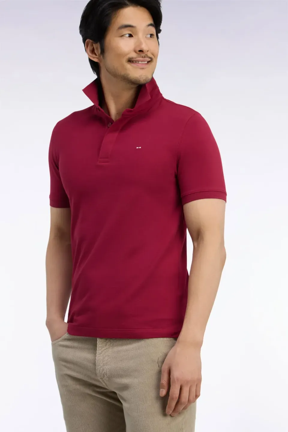 Eden Park polo coton stretch rouge slim homme