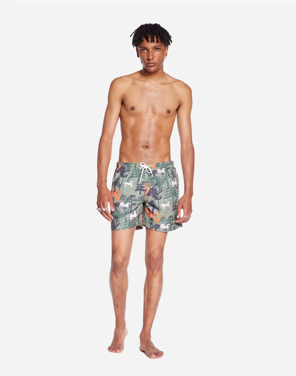 OLOW Dhanur Short de bain homme imprimé recyclé