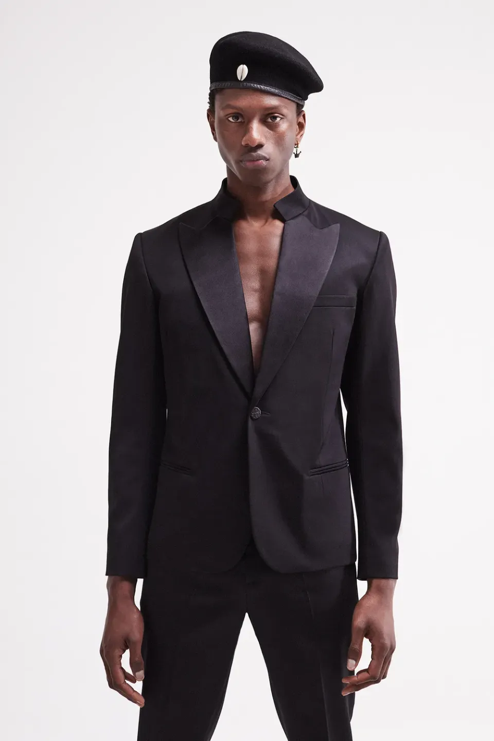 French Deal Black Excellence veste laine col satin