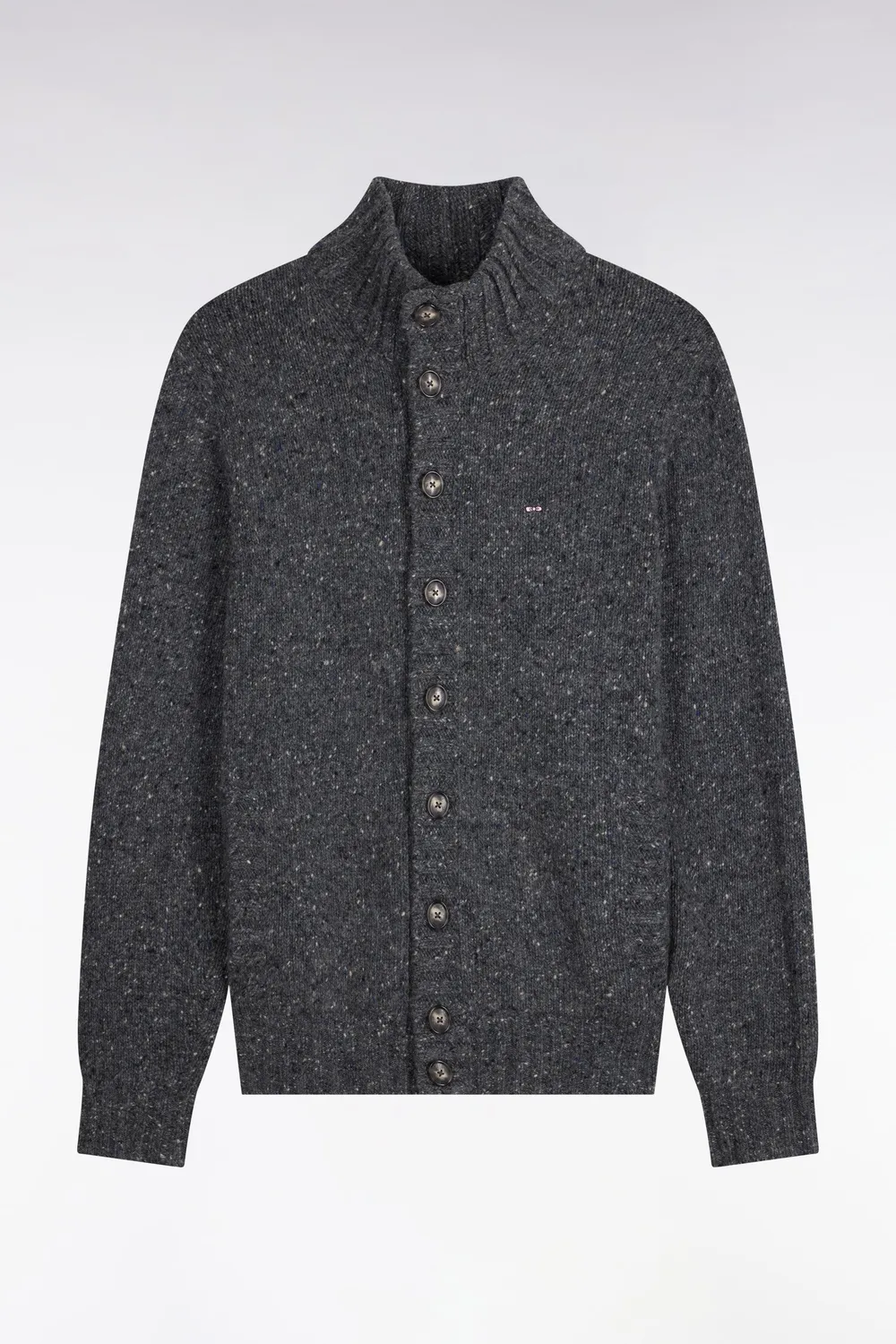 Eden Park cardigan maille épaisse gris laine alpaga droit